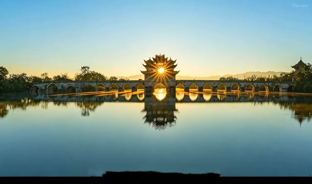 建水双龙桥日落